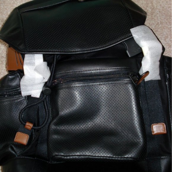 NEW COACH F56543 GUNMETAL BLACK LEATHER TREK BACKPACK + BONUS PENS-$600+VALUE! - Picture 12 of 13